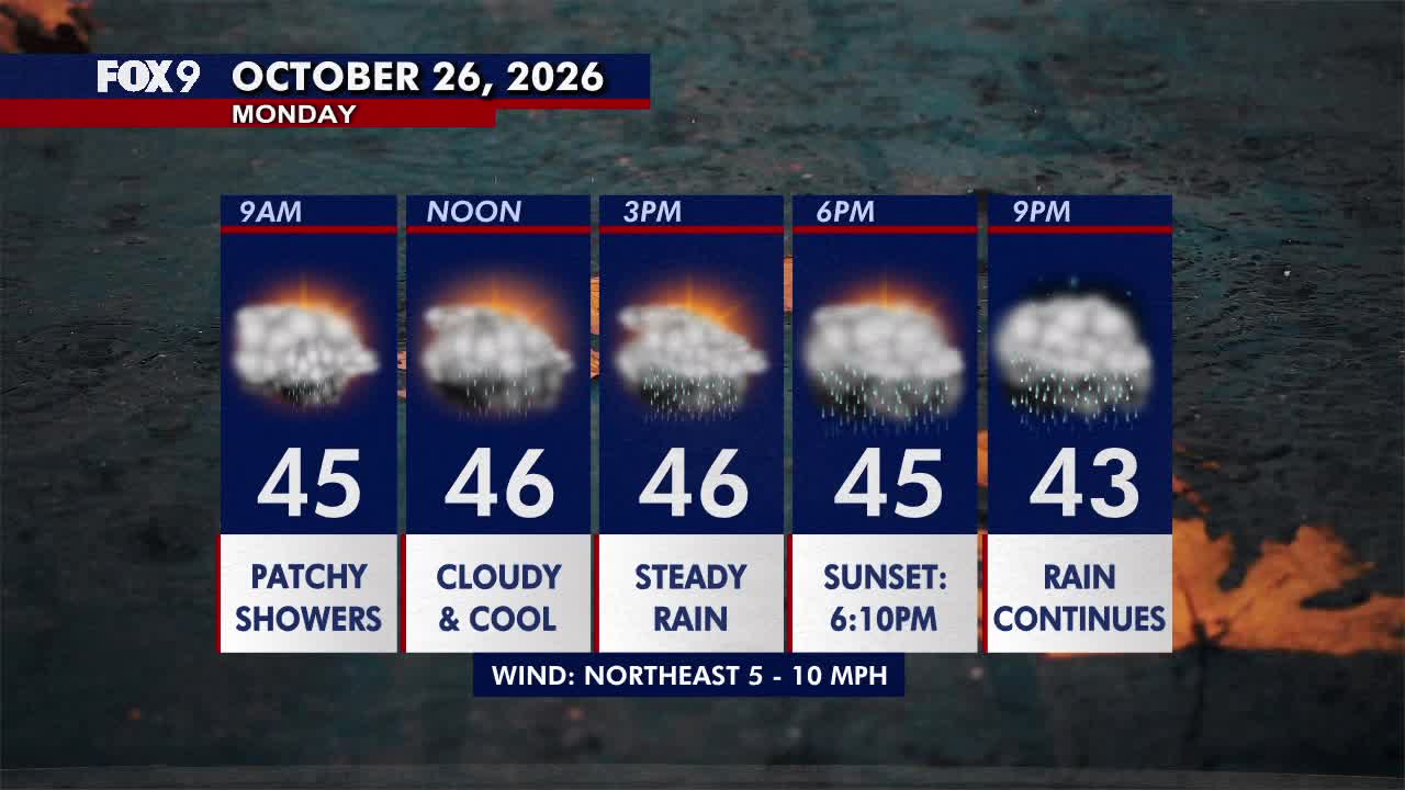 Minnesota weather: Wet, cloudy and cool Monday — FOX 9, Hastings Community news
